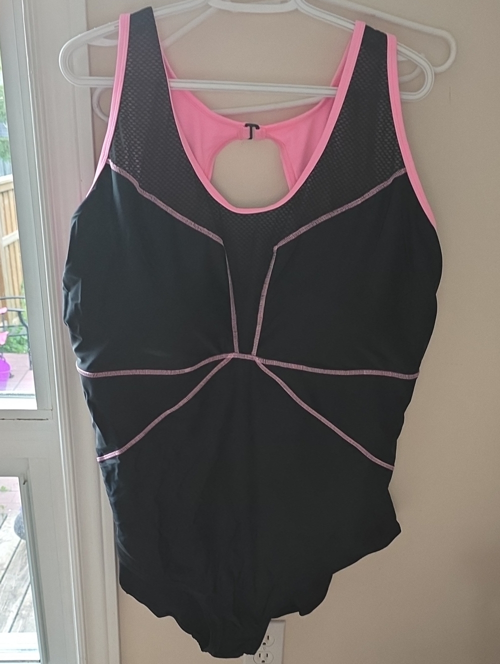 Nola Black One-Piece Swimsuit with Pink Trim
